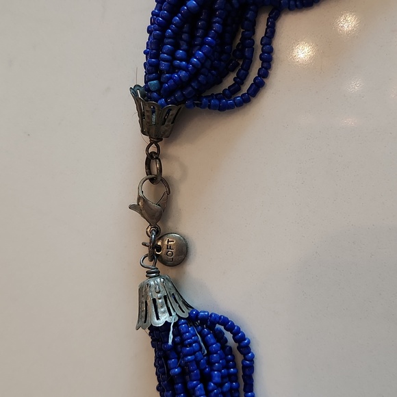 Ann Taylor Loft Glass Seed Beaded Long Necklace Blue Turquoise - Picture 5 of 5